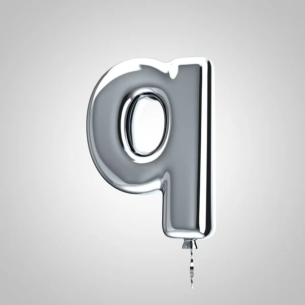 Glanzende metallic chroom ballon letter Q kleine letters geïsoleerd op witte achtergrond — Stockfoto