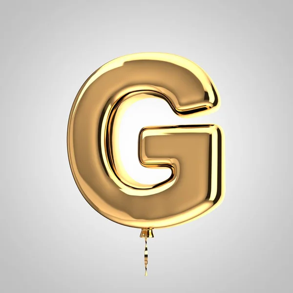 光沢のあるメタリックゴールドバルーン文字G大文字は、白い背景に隔離 — ストック写真