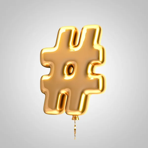 Glanzende metallic oranje ballon hashtag symbool geïsoleerd op witte achtergrond — Stockfoto