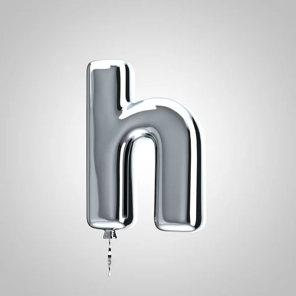 Shiny metallic chrome balloon letter H lowercase isolated on white background — Stock Photo, Image