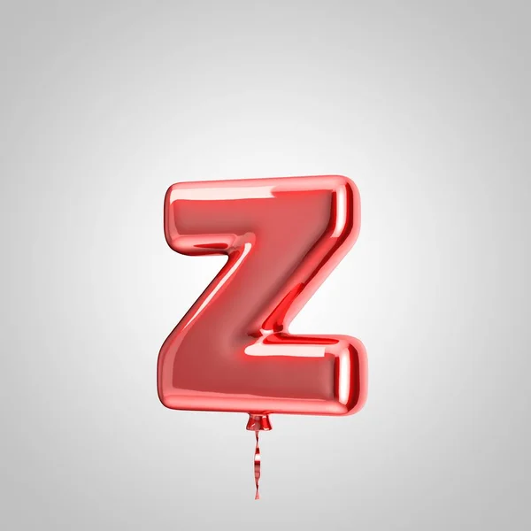 Glanzende metallic rode ballon letter Z kleine letters geïsoleerd op witte achtergrond — Stockfoto