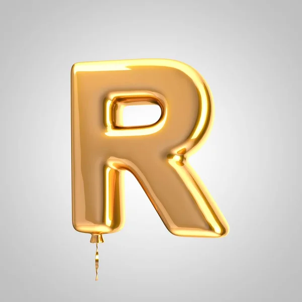 Shiny metallic orange balloon letter R uppercase isolated on white background — Stock Photo, Image
