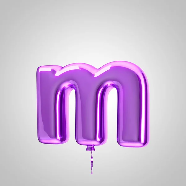 Metallisch glänzend violett Ballon Buchstabe m Kleinbuchstaben isoliert auf weißem Hintergrund — Stockfoto