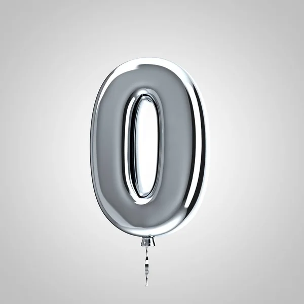 Γυαλιστερό μεταλλικό μπαλόνι με αριθμό 0 απομονωμένο σε λευκό φόντο — Φωτογραφία Αρχείου