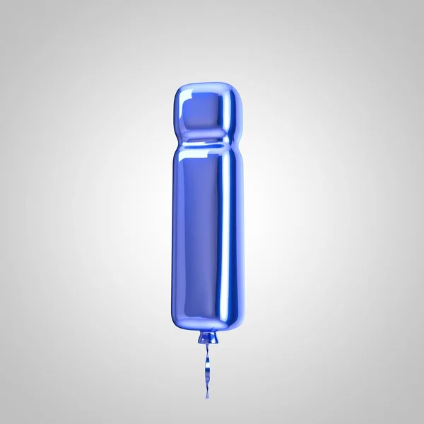 Brillante carta globo azul metálico I minúscula aislada sobre fondo blanco — Foto de Stock