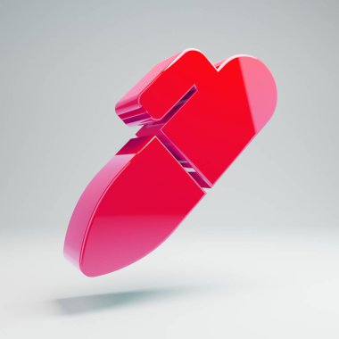 Beyaz arka planda izole hacimsel parlak sıcak pembe Marker simgesi.