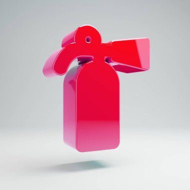 Beyaz arka planda izole hacimsel parlak sıcak pembe Yangın Söndürücü simgesi.