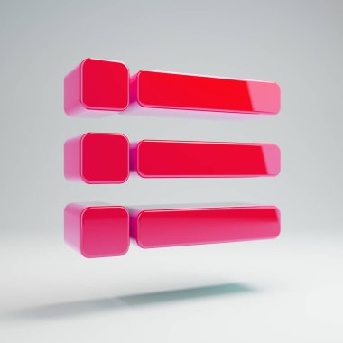 Beyaz arka planda izole hacimsel parlak sıcak pembe Liste simgesi.