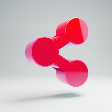 Hacimsel parlak sıcak pembe Beyaz arka plan üzerinde izole share simgesi.