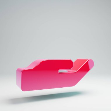 Beyaz arka planda izole hacimsel parlak sıcak pembe El Tutma simgesi.