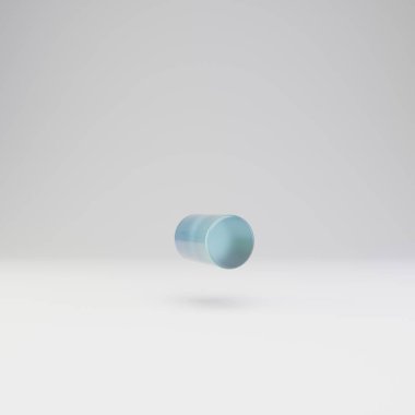 Buz 3d nokta sembolü. Parlak yansımaları ve beyaz arka plan üzerinde izole gölge ile şeffaf buz yazı tipi.