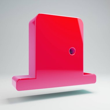 Beyaz arka planda izole hacimsel parlak sıcak pembe Kapı Kapat simgesi.