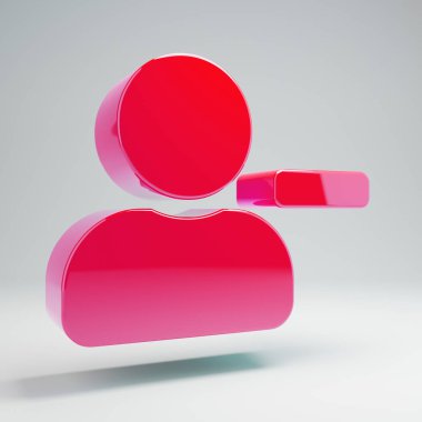 Beyaz arka planda izole hacimsel parlak sıcak pembe silme kullanıcı simgesi.