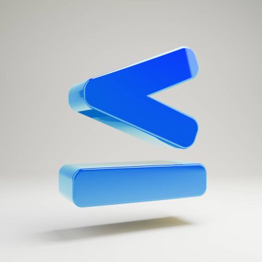 Beyaz arka planda izole edilmiş hacimsel parlak mavi Az Eşit simgesi.