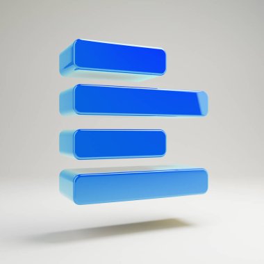 Beyaz arka planda izole edilmiş hacimsel parlak mavi Align Sol simgesi.