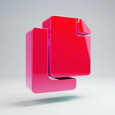 Beyaz arka planda izole hacimsel parlak sıcak pembe Kopya simgesi.