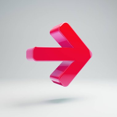 Beyaz arka planda izole hacimsel parlak sıcak pembe Ok Sağ simgesi.