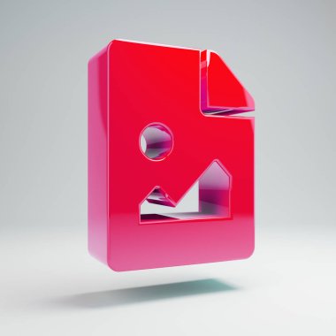 Beyaz arka planda izole hacimsel parlak sıcak pembe Dosya Görüntüsü simgesi.