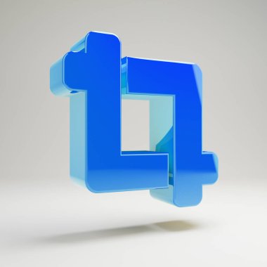 Beyaz arka planda izole edilmiş hacimsel parlak mavi Kırpma simgesi.