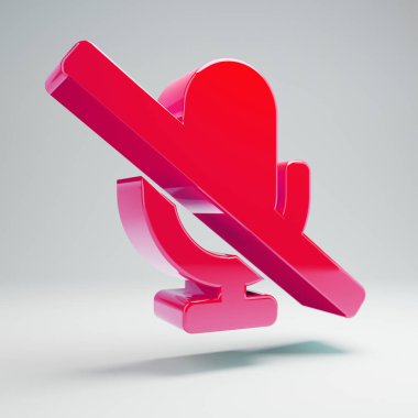 Beyaz arka planda izole edilmiş hacimsel parlak sıcak pembe Mikrofon Konçertosimgesi.