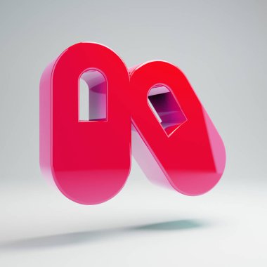 Beyaz arka planda izole hacimsel parlak sıcak pembe Kapsüller simgesi.