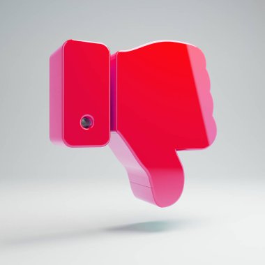 Beyaz arka plan üzerinde izole simge aşağı hacimli parlak sıcak pembe başparmak.