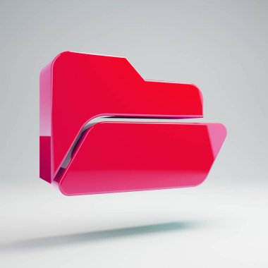 Hacimsel parlak sıcak pembe Klasör Beyaz arka planda izole simge aç.