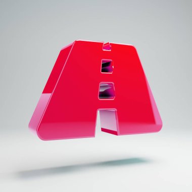 Beyaz arka planda izole hacimsel parlak sıcak pembe Yol simgesi.