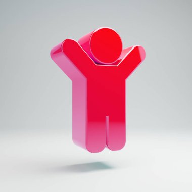 Beyaz arka planda izole hacimsel parlak sıcak pembe Çocuk simgesi.