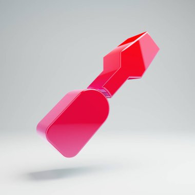 Beyaz arka planda izole hacimsel parlak sıcak pembe Tornavida simgesi.