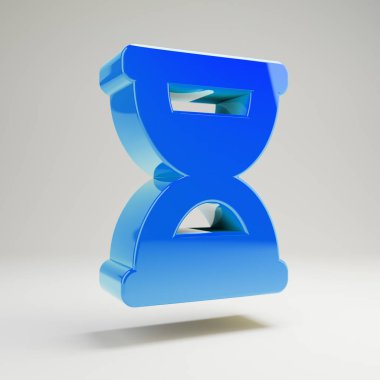 Hacimsel parlak mavi Kum Saati Beyaz arka plan üzerinde izole Yarım simgesi.