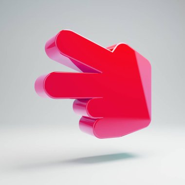 Beyaz arka plan üzerinde izole hacimsel parlak sıcak pembe El Makas simgesi.