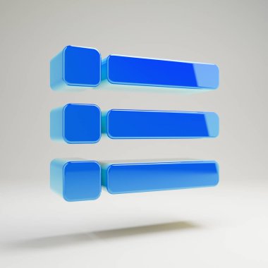 Beyaz arka planda yalıtılmış hacimsel parlak mavi Liste simgesi.