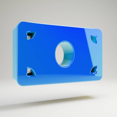 Beyaz arka planda izole hacimsel parlak mavi Para Bill simgesi.