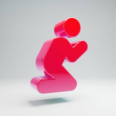 Beyaz arka planda izole hacimsel parlak sıcak pembe Dua simgesi.