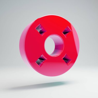 Beyaz arka planda izole hacimsel parlak sıcak pembe Yaşam Yüzüğü simgesi.