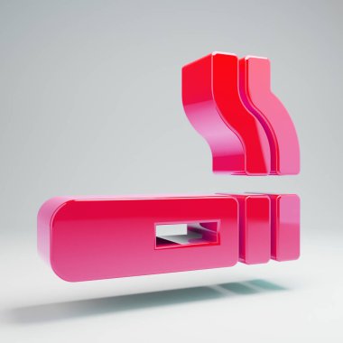 Beyaz arka planda izole hacimsel parlak sıcak pembe Sigara simgesi.