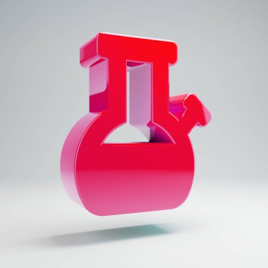 Beyaz arka plan üzerinde izole hacimsel parlak sıcak pembe Bong simgesi.