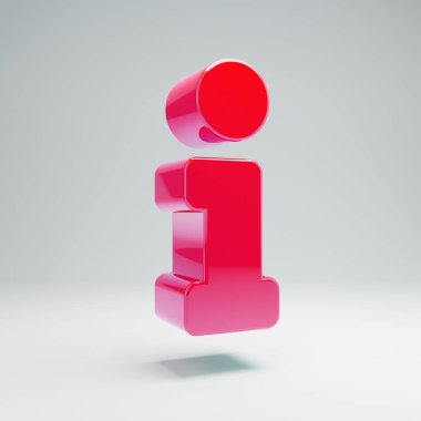 Beyaz arka planda izole hacimsel parlak sıcak pembe Bilgi simgesi.