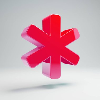 Beyaz arka planda izole hacimsel parlak sıcak pembe Yıldız simgesi.