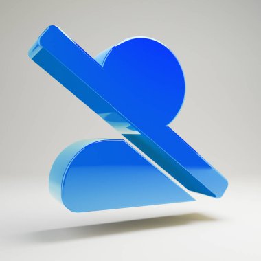 Beyaz arka planda yalıtılmış hacimsel parlak mavi kullanıcı eğik çizgi simgesi.