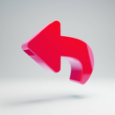 Beyaz arka planda izole hacimsel parlak sıcak pembe Yanıt simgesi.