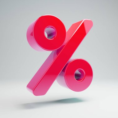 Hacimsel parlak sıcak pembe Beyaz arka planda izole yüzde simgesi.