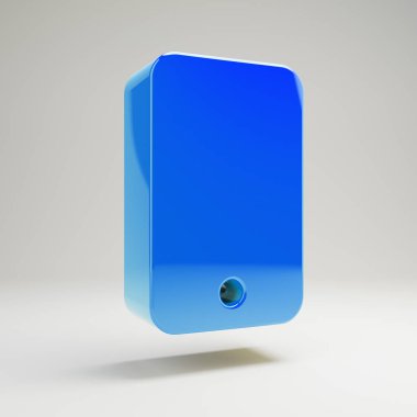 Beyaz arka planda izole edilmiş hacimsel parlak mavi Akıllı Telefon simgesi.