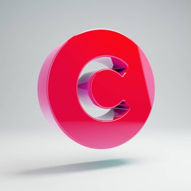 Hacimsel parlak sıcak pembe Telif hakkı simgesi beyaz arka plan üzerinde izole.