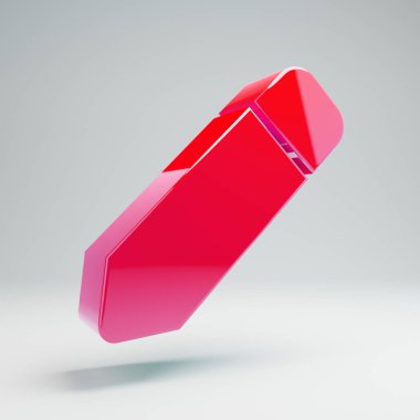 Beyaz arka planda izole hacimsel parlak sıcak pembe Kalem simgesi.