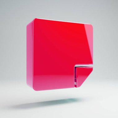 Beyaz arka planda izole hacimsel parlak sıcak pembe yapışkan not simgesi.