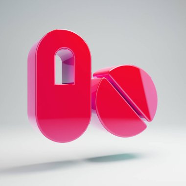 Beyaz arka planda izole hacimsel parlak sıcak pembe Pills simgesi.