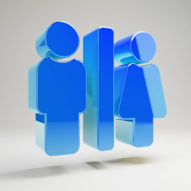 Beyaz arka planda izole edilmiş hacimsel parlak mavi Tuvalet simgesi.