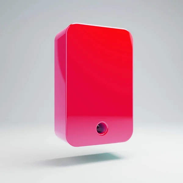 Wolumetryczna błyszcząca gorąca różowa ikona smartfona na białym tle. — Zdjęcie stockowe